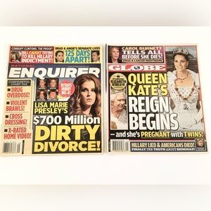 🆓 - Vintage Celebrity Tabloid Globe Enquirer Magazine Bundle